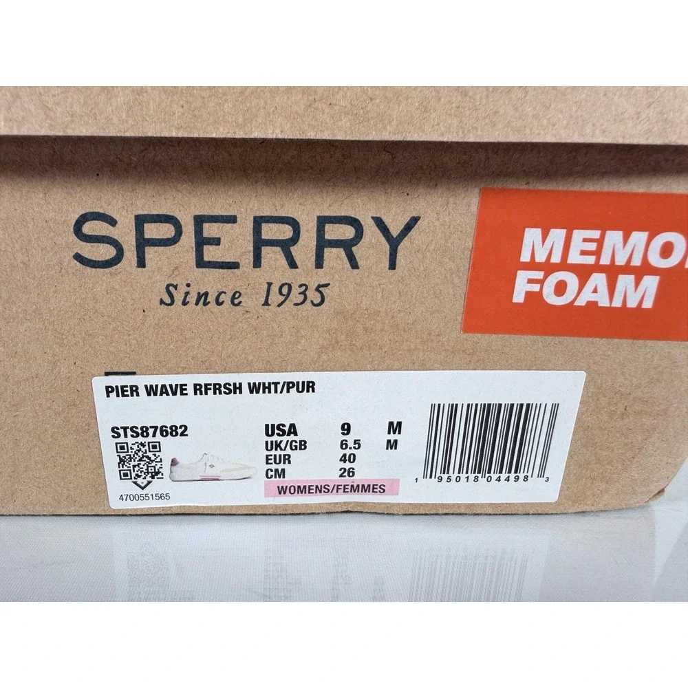 Sperry Pier Wave Refresh White Beige & Purple ‎ Womens Shoe Size 9